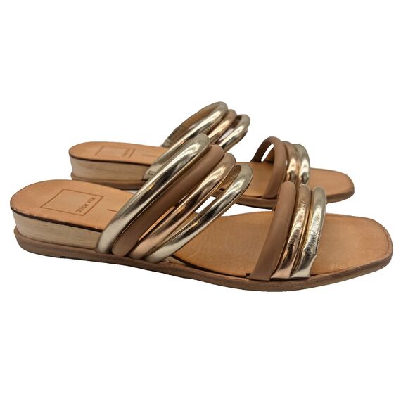 Dolce Vita Women Open Toe Metallic Strappy Slide Sandals Flat Slippers Size 6.5 - Picture 8 of 16